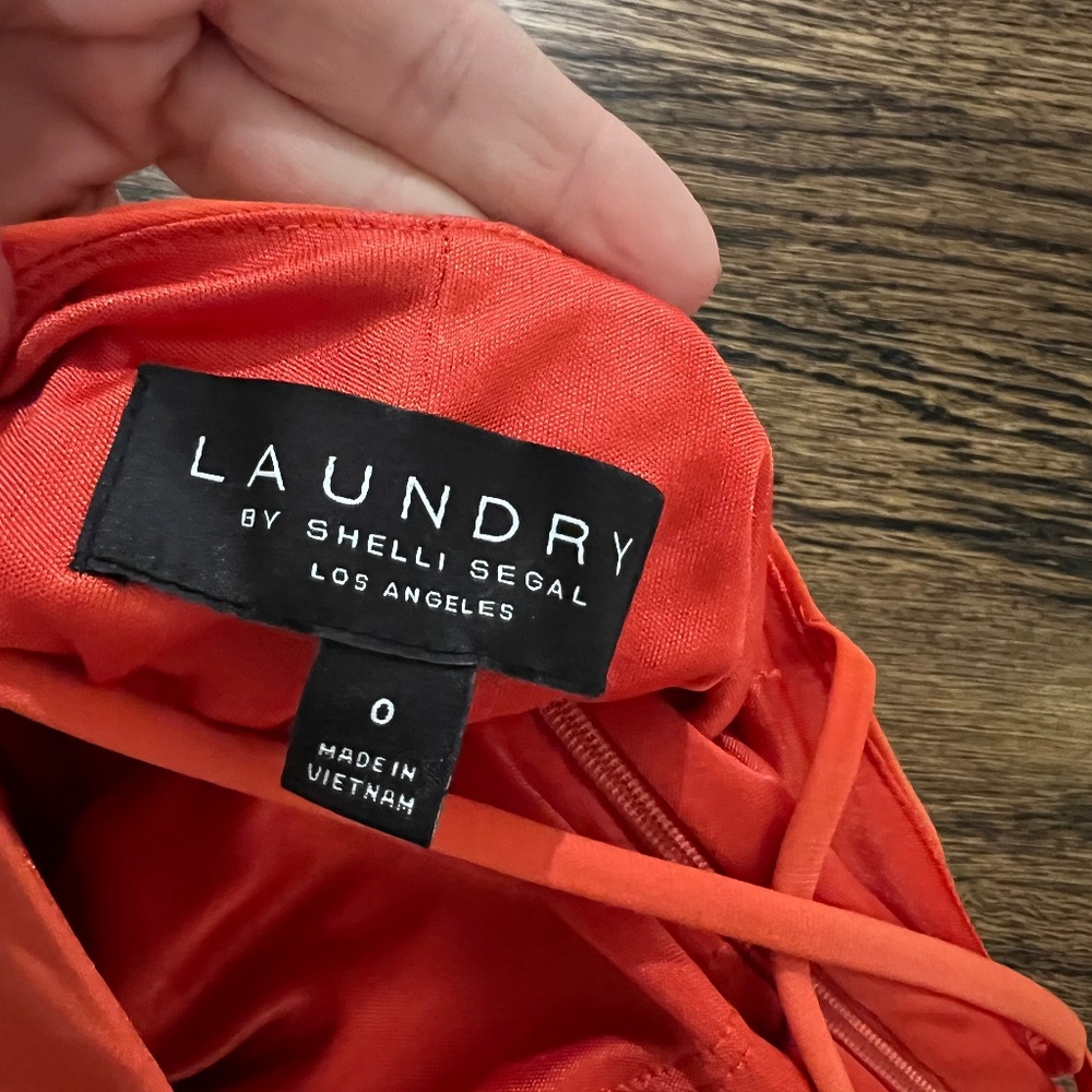 Laundry, 0, orange ruched dress